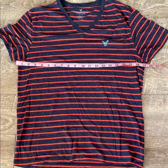 American Eagle Outfitters Red and Black Striped Short Sleeve Tee - Picture 1 of 5